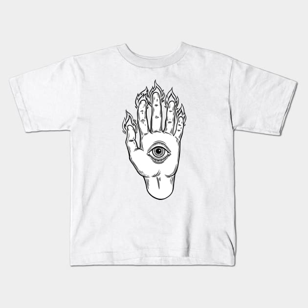 Mysterious Eye. Magic Hand Kids T-Shirt by OccultOmaStore